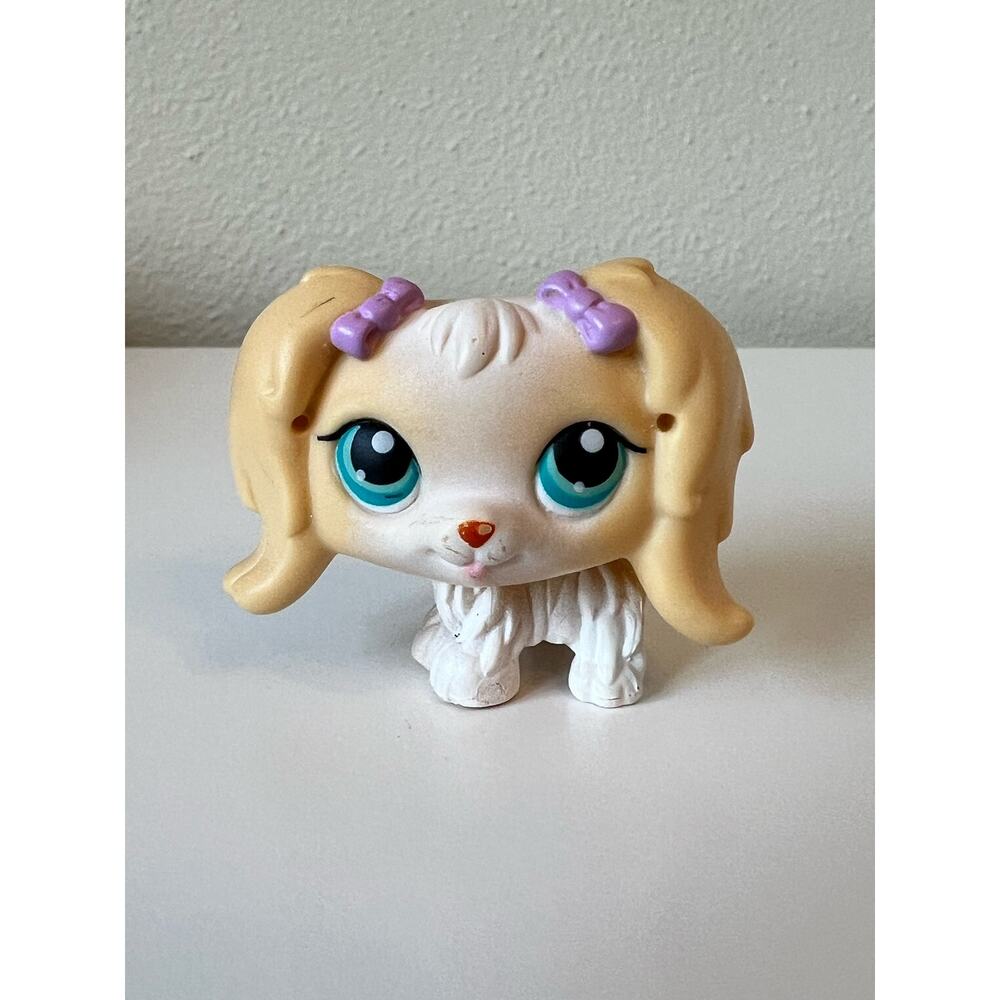 Littlest Pet Shop LPS Blond Cocker Spaniel with Purple Bows #175 Hasbro 2004